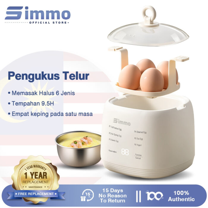 🔥Best Seller! Simmo 4-Egg Electric Boiler 200W | Fast Cook in Minutes | Auto Shut-Off Safety | Multi-Function Steamer | Ready Stock SG