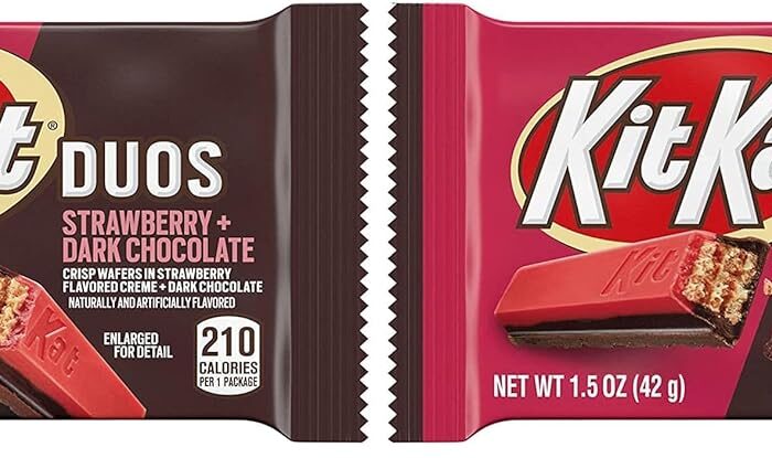 KIT KAT DUOS Chocolate Strawberry Creme Wafer Candy Bars. 1.5 oz (24 Count) (Pack of 2)
