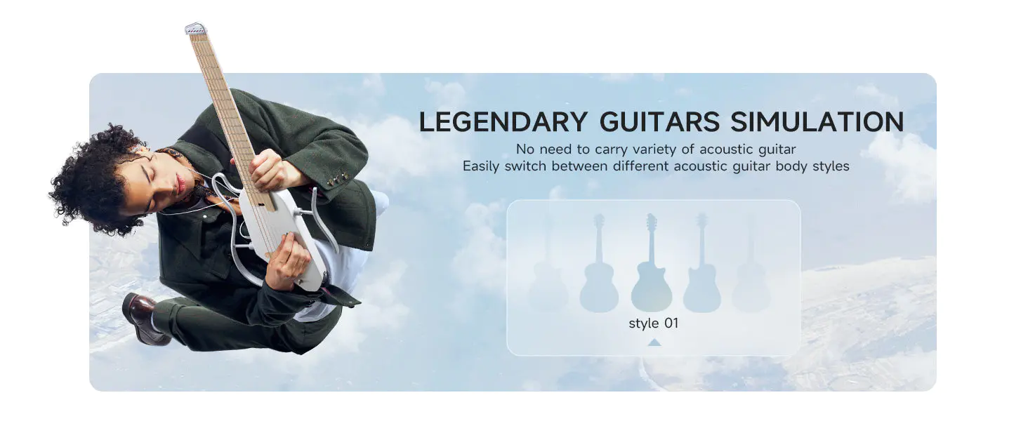 HUSH I PRO Acoustic-Electric Travel Guitar Kit with Sound Effects