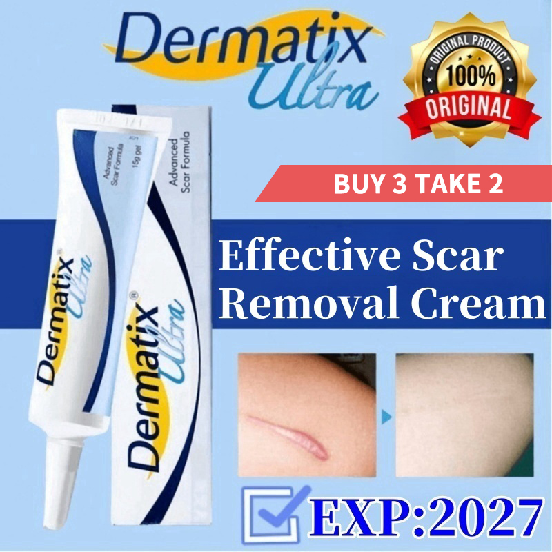 【BUY 3 TAKE 2】Dermatix Ultra Scar Gel 15G Dermatic Acne Scar Reduction Cream Advance Gel Scar Formula Reduce Deep Scars & Post