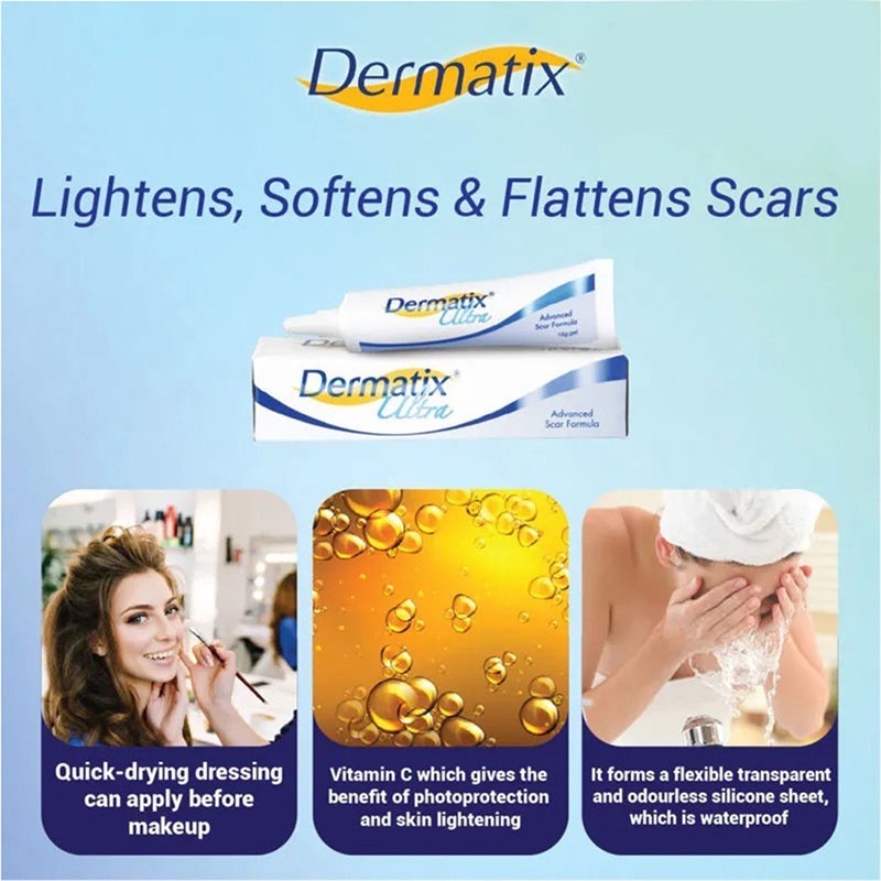 【BUY 3 TAKE 2】Dermatix Ultra Scar Gel 15G Dermatic Acne Scar Reduction Cream Advance Gel Scar Formula Reduce Deep Scars & Post
